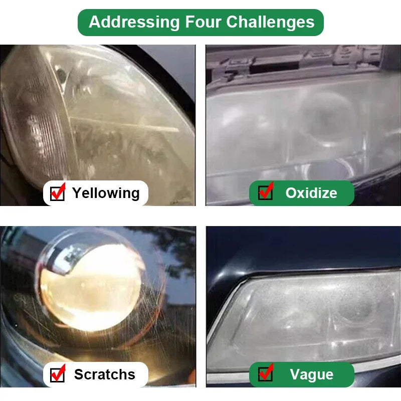 Revitalize Your Car's Headlights with Our Ultimate Headlight Restoration Polishing Kit - Scratch Remover & Cleaning Paste for Crystal Clear Visibility